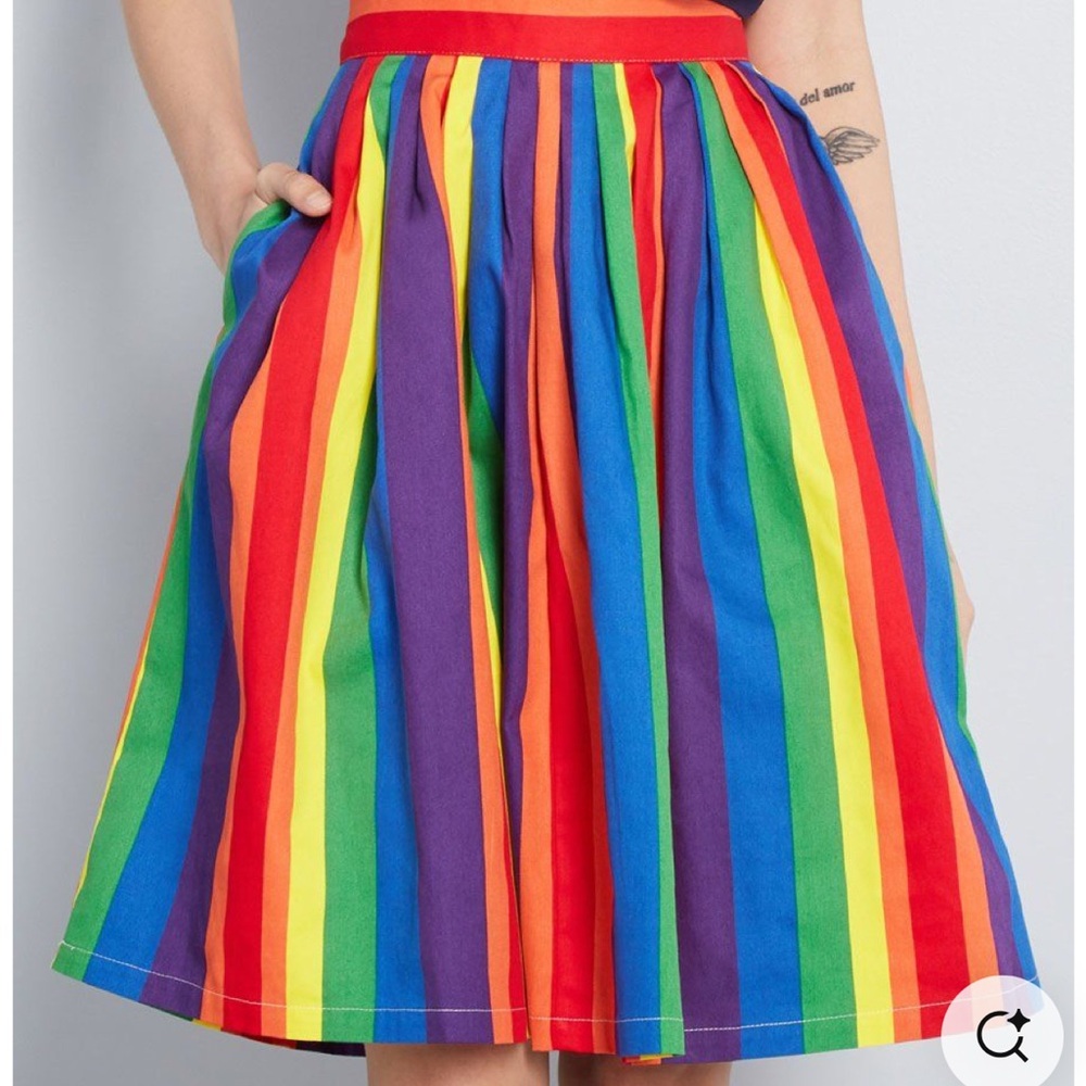 Modcloth rainbow Knee-Length Skater Skirt